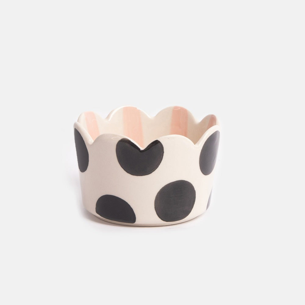 Mono Spot / Pink Stripe Scallop Rimmed Trinket Bowl