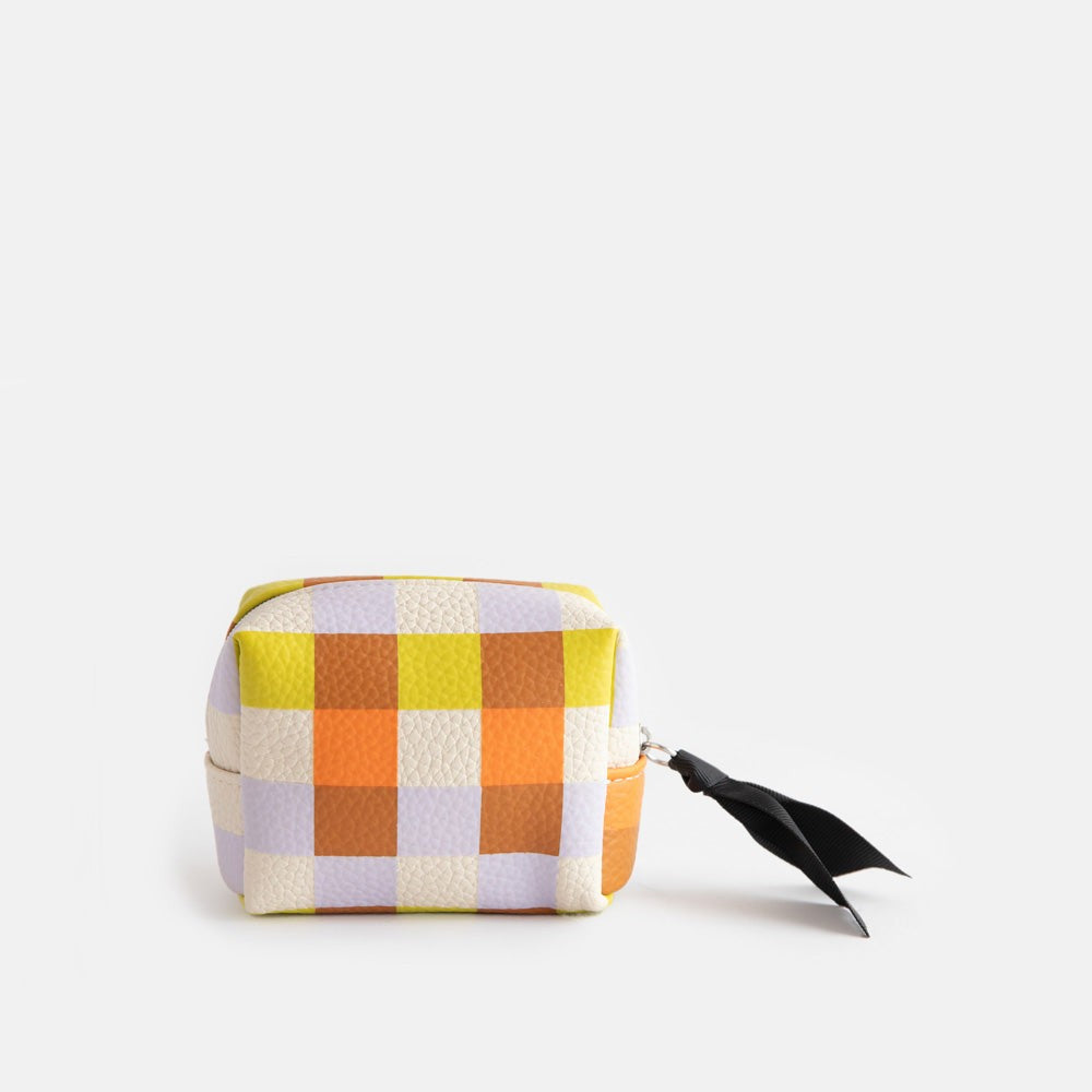 Multi Check Ultra Mini Cube Cosmetic Bag