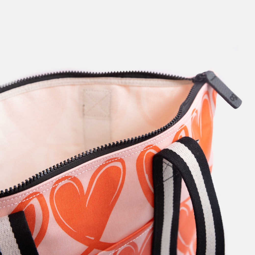 Pink / Orange Linked Hearts Overnight Bag
