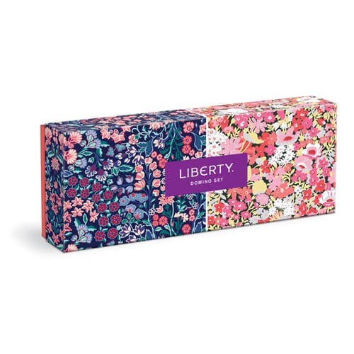 Galison Liberty Domino Set – 28 Double Sided Colorful Floral Patterned Wooden Domino Pieces