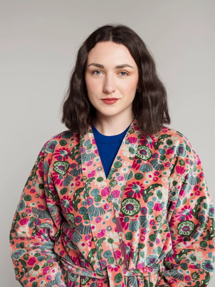 Long Velvet Dressing Gown - Molly Coral