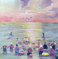 The Gallant Few card with paddle boarders and swimmers by Lynn Morgan Jenkins