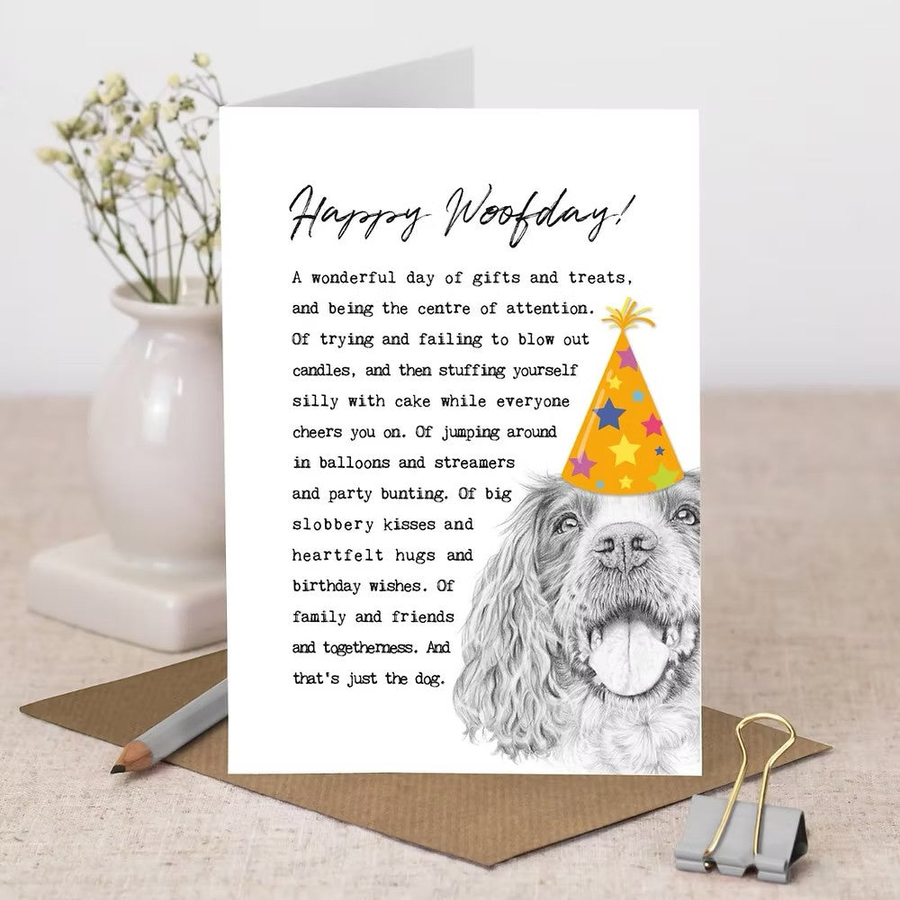 Springer Spaniel, Happy Woofday, Card