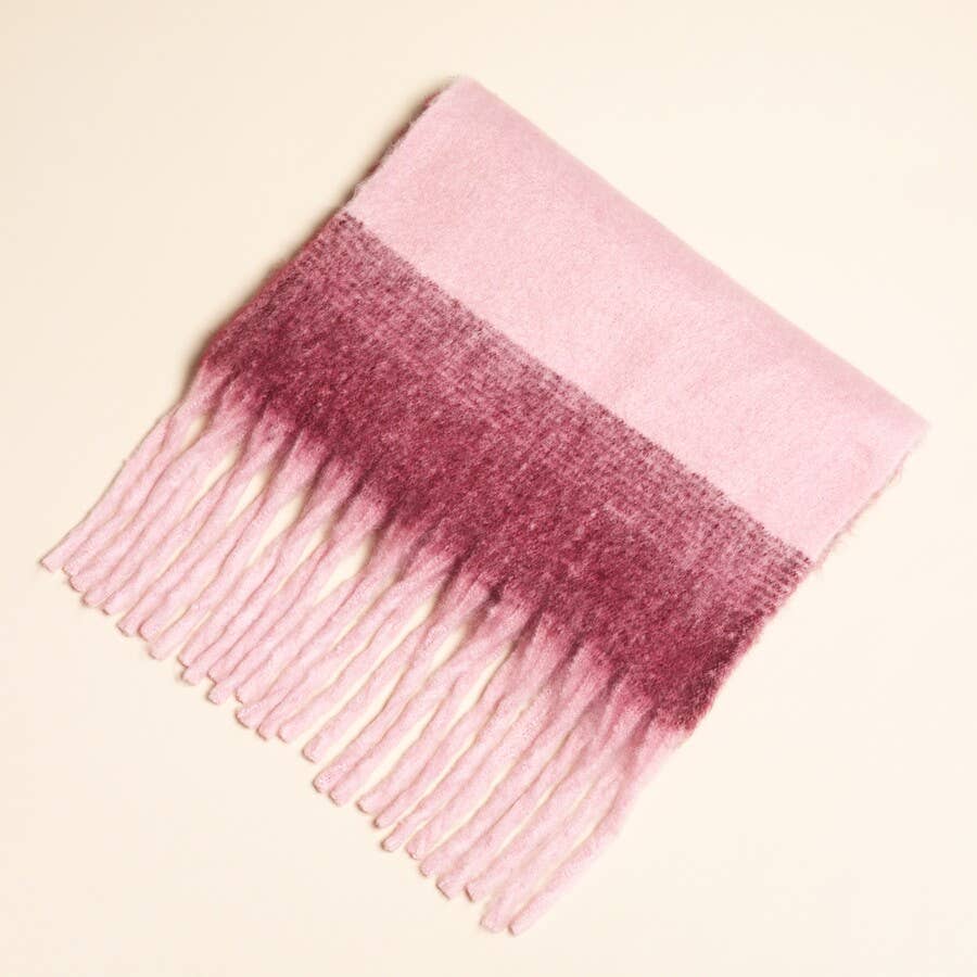 Burgundy and Pink Abstract Winter Scarf