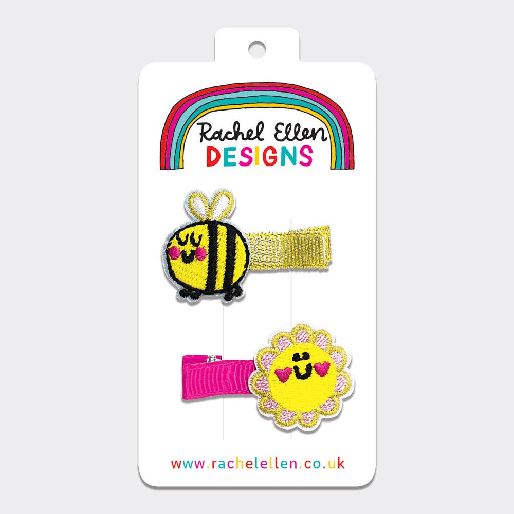 Kid's Hair Clips - Bee/Flower (Set of 2)