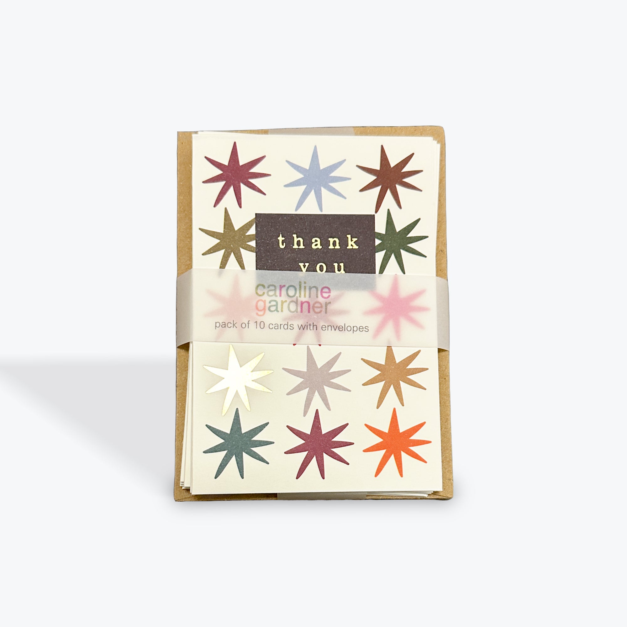 Thank You Colourful Stars Pattern 10 pack