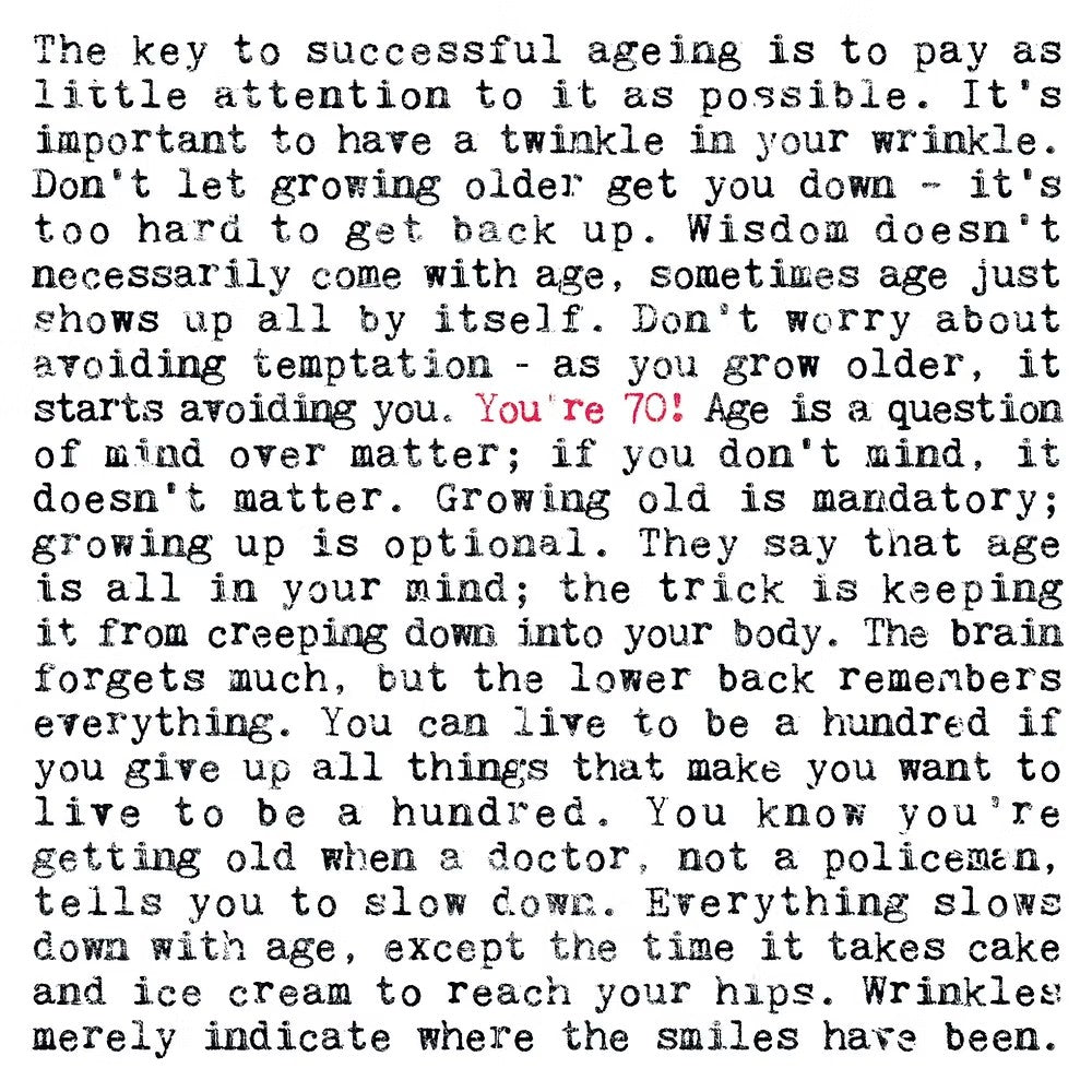 70th Birthday Card with Quotes
