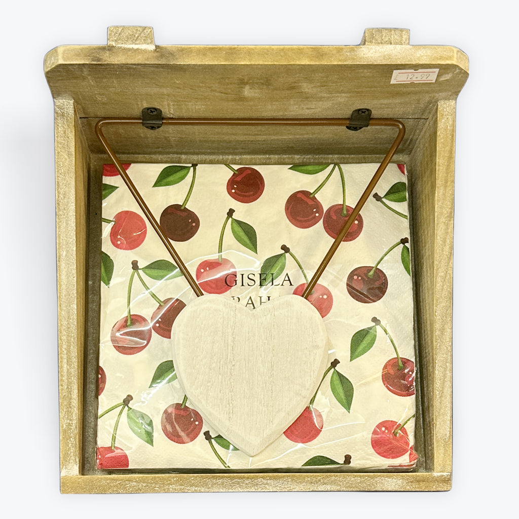Napkin Holder With Heart Embelishment