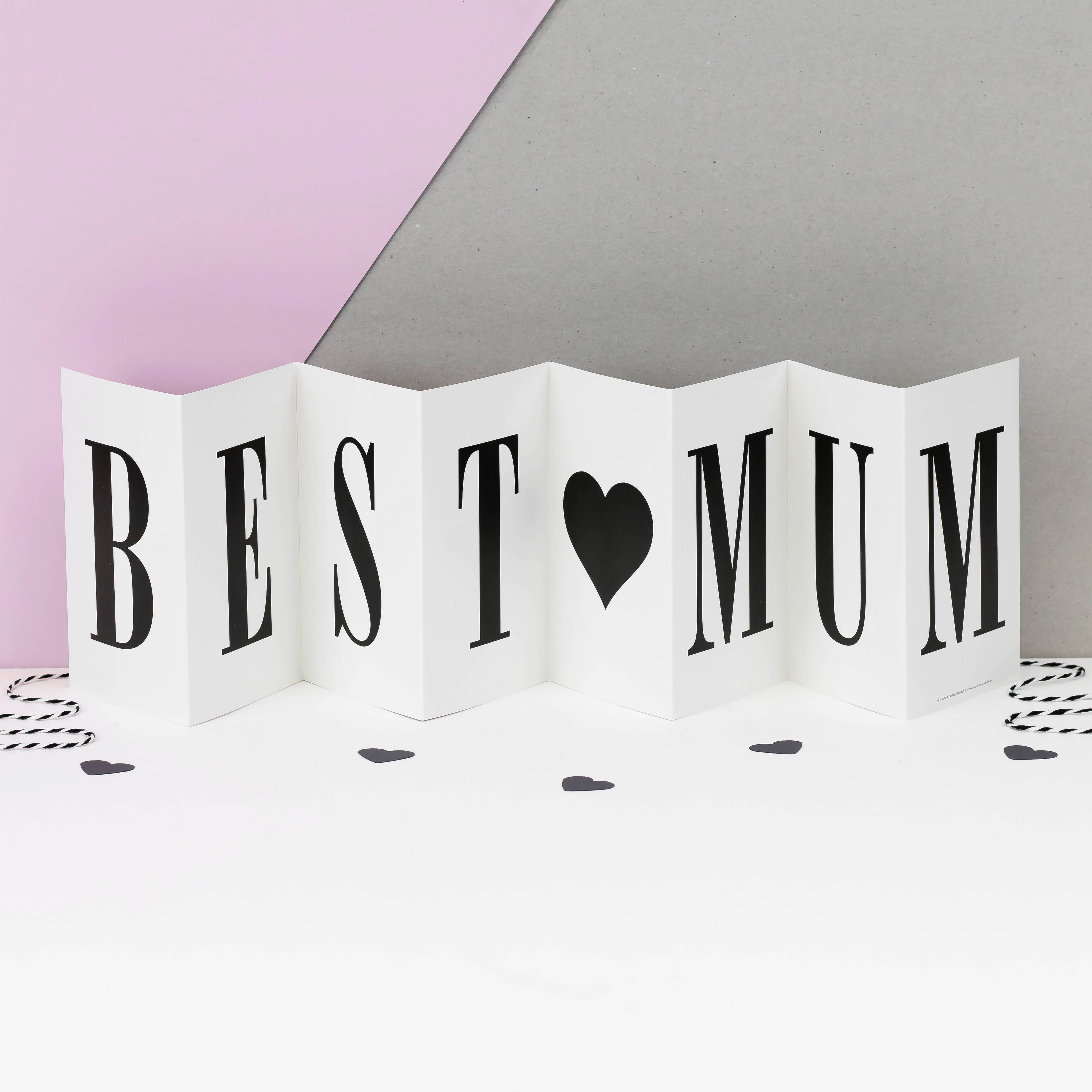 Best Mum Monochrome Fold Out Banner Card