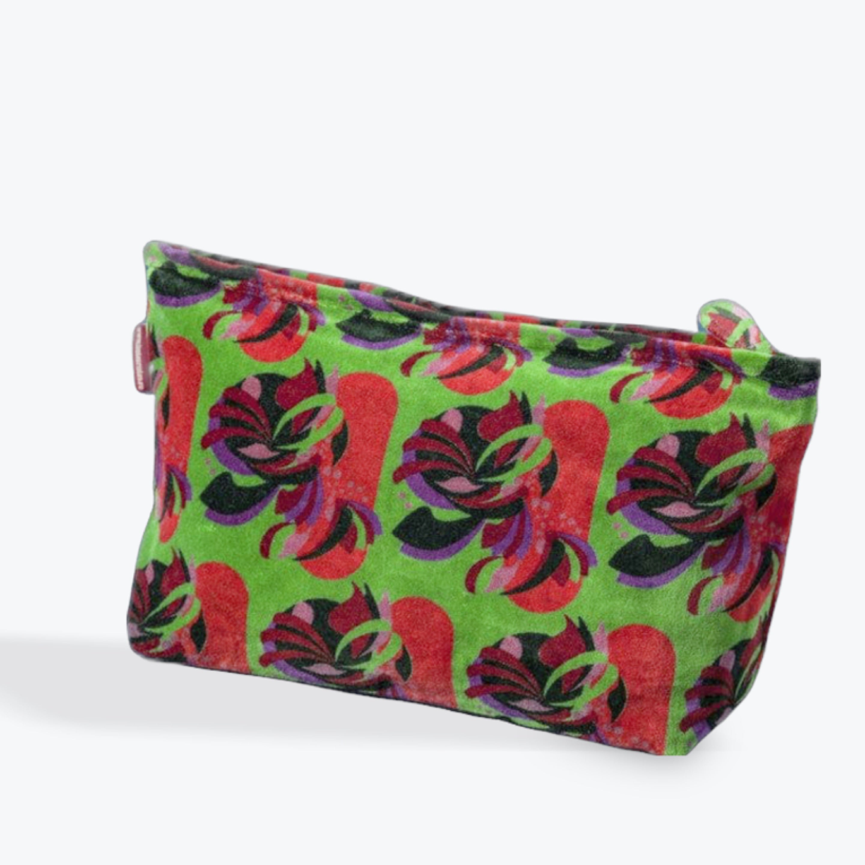 Les Touristes Velvet Washbag In Split Green