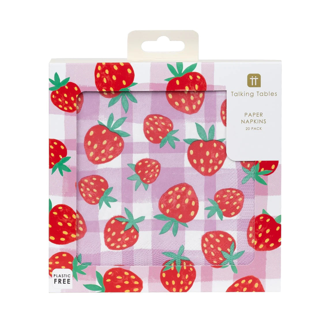 Talking Tables Strawberry Lilac Gingham Paper Napkins - 20 Pack