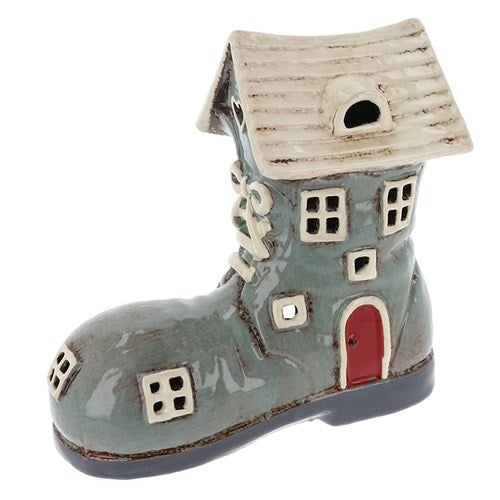 Village Pottery Small Boot House Grey Tealight