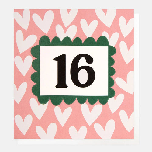 Caroline Gardner White Hearts On Pink 16th Birthday Card