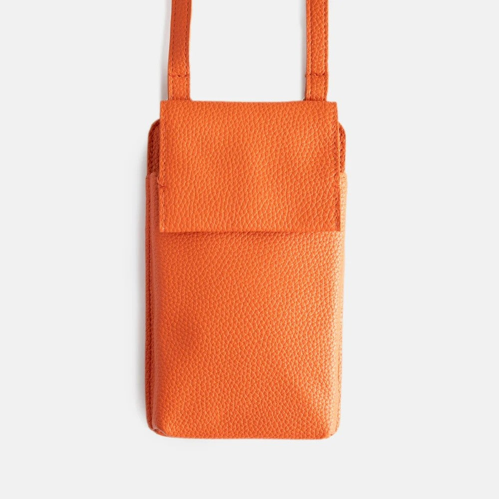 Coral Orange Vegan Leather Phone Bag