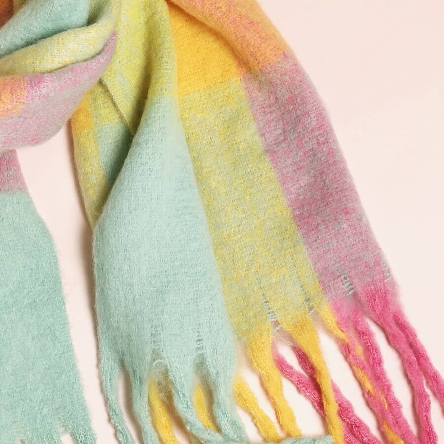 Pastel Check Winter Scarf
