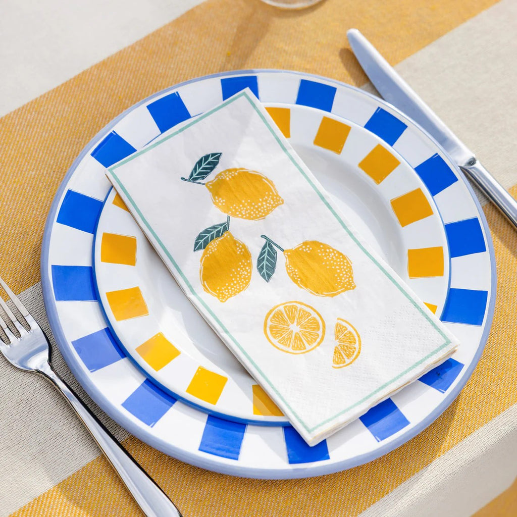 Lemon Long Lunch Paper Napkins - 16 pack