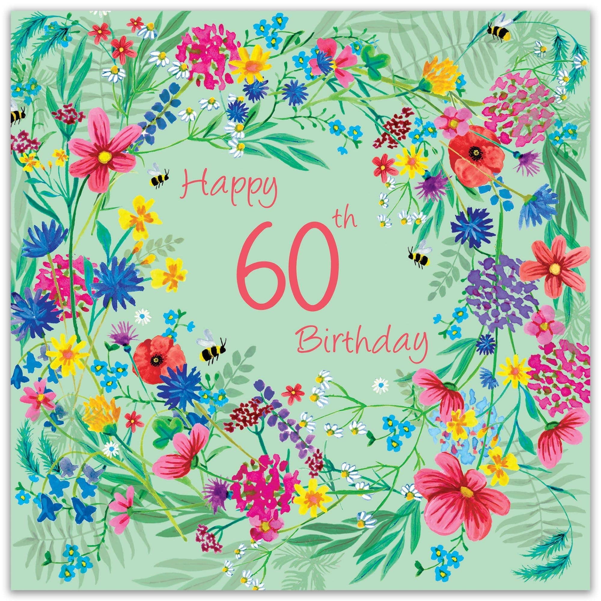 Age 60 Birthday Card for Her - 60th - Wildflowers