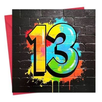 Age 13 Graffiti Birthday Card