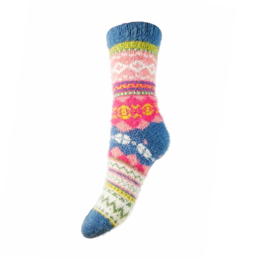 Gemjar Blue Heeled Multi Coloured Socks 4 to 7