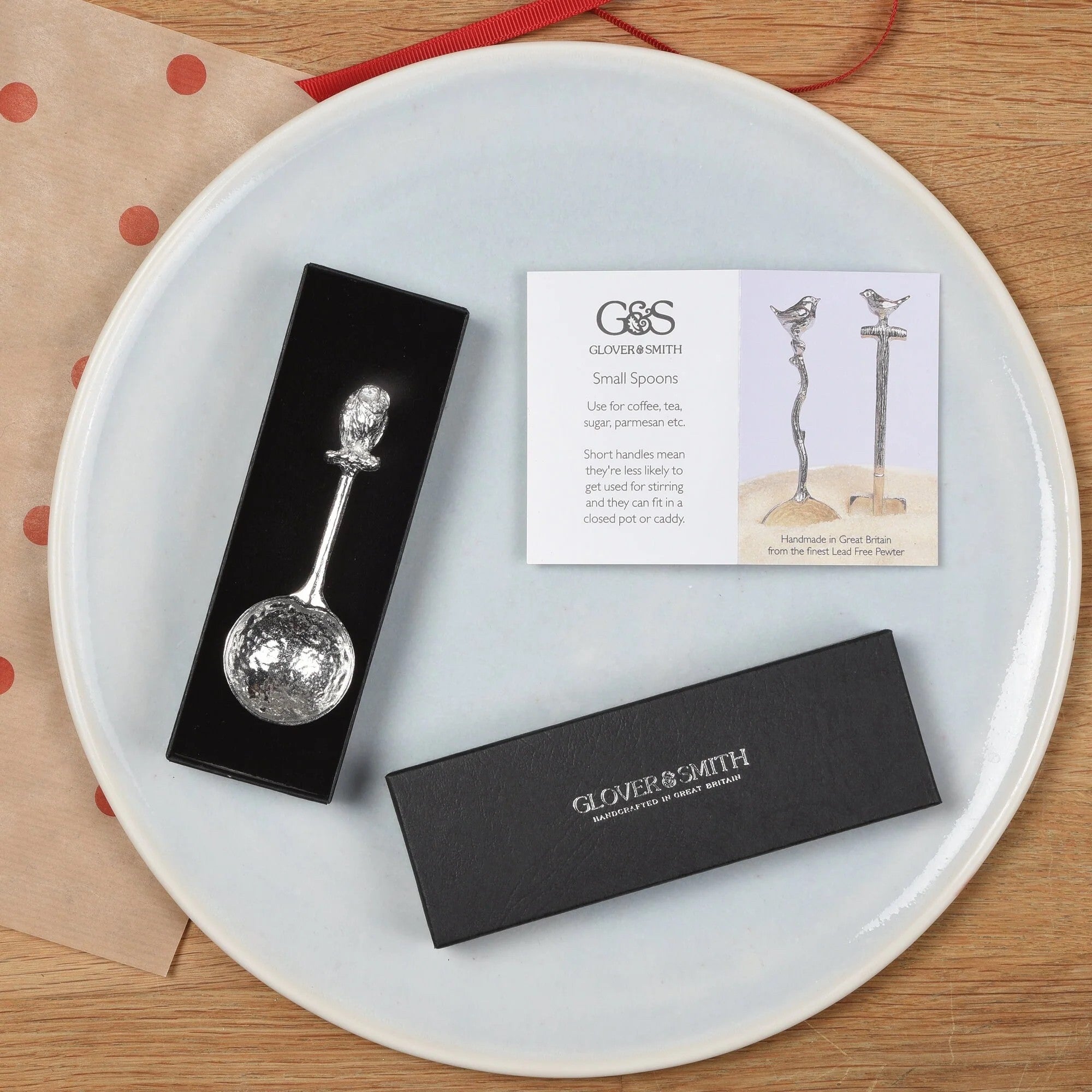 Owl Pewter Small Sugar Spoon