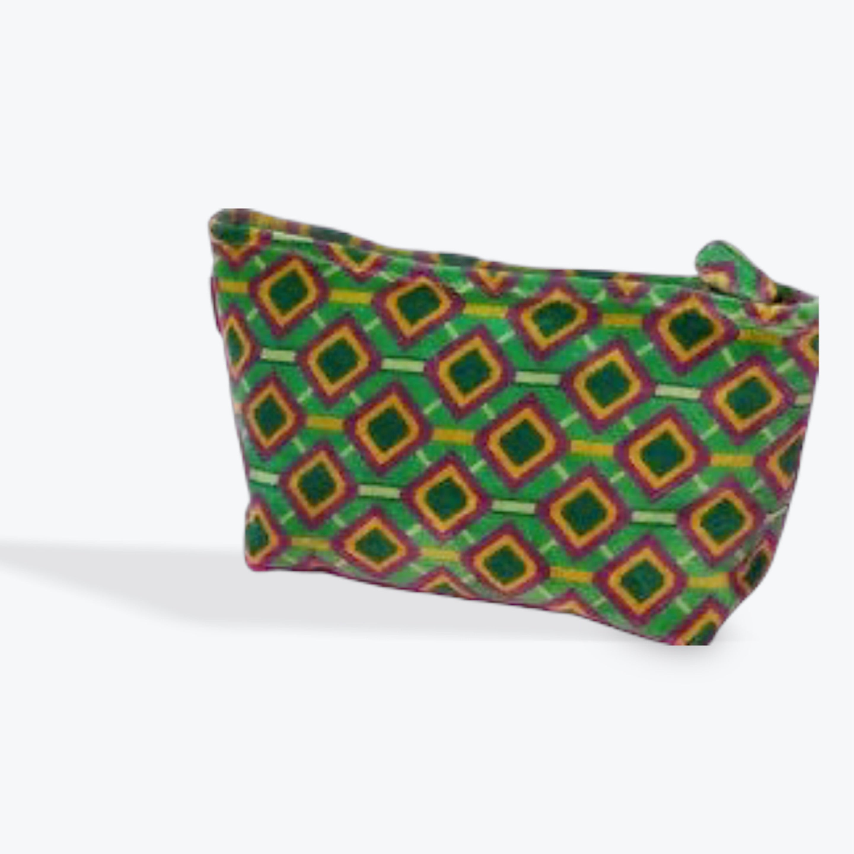 Les Touristes Velvet Washbag In Green Diamond
