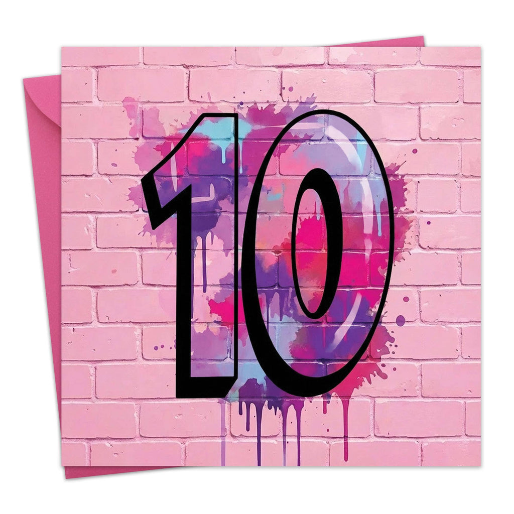 Age 10 Graffiti Style Birthday Card