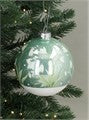 Shiny Sage Green and Irid Glitter Bauble with Snowdrops