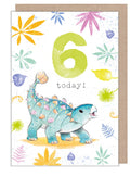 Kids Birthday Card - Age Six - Dinosaur design - TR06