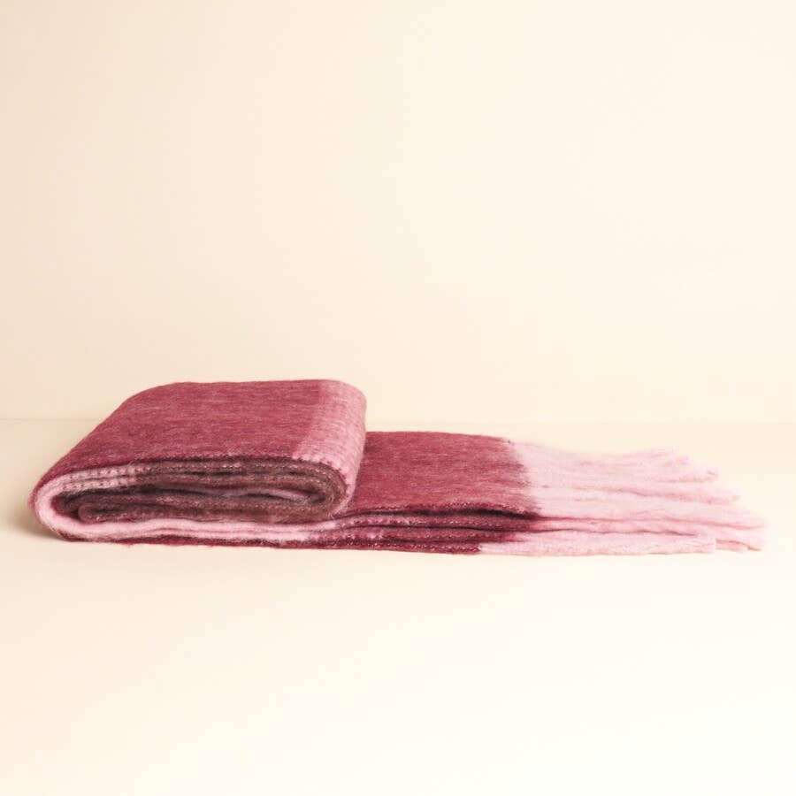 Burgundy and Pink Abstract Winter Scarf