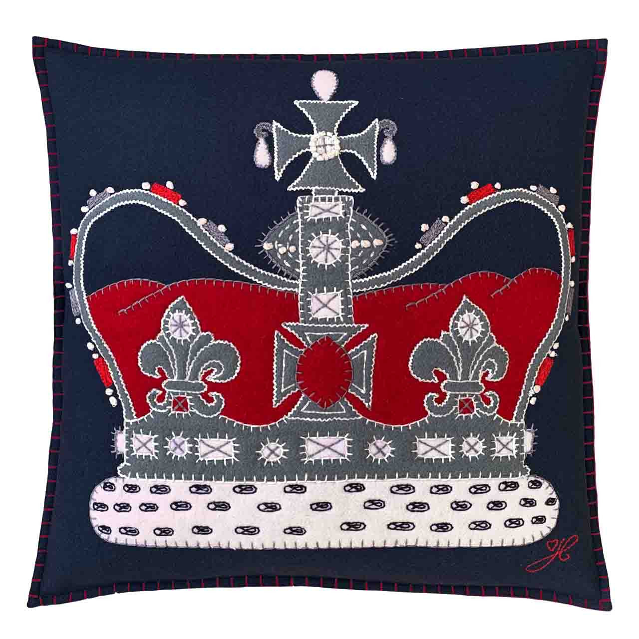 Jan Constantine Coronation Crown Cushion Navy