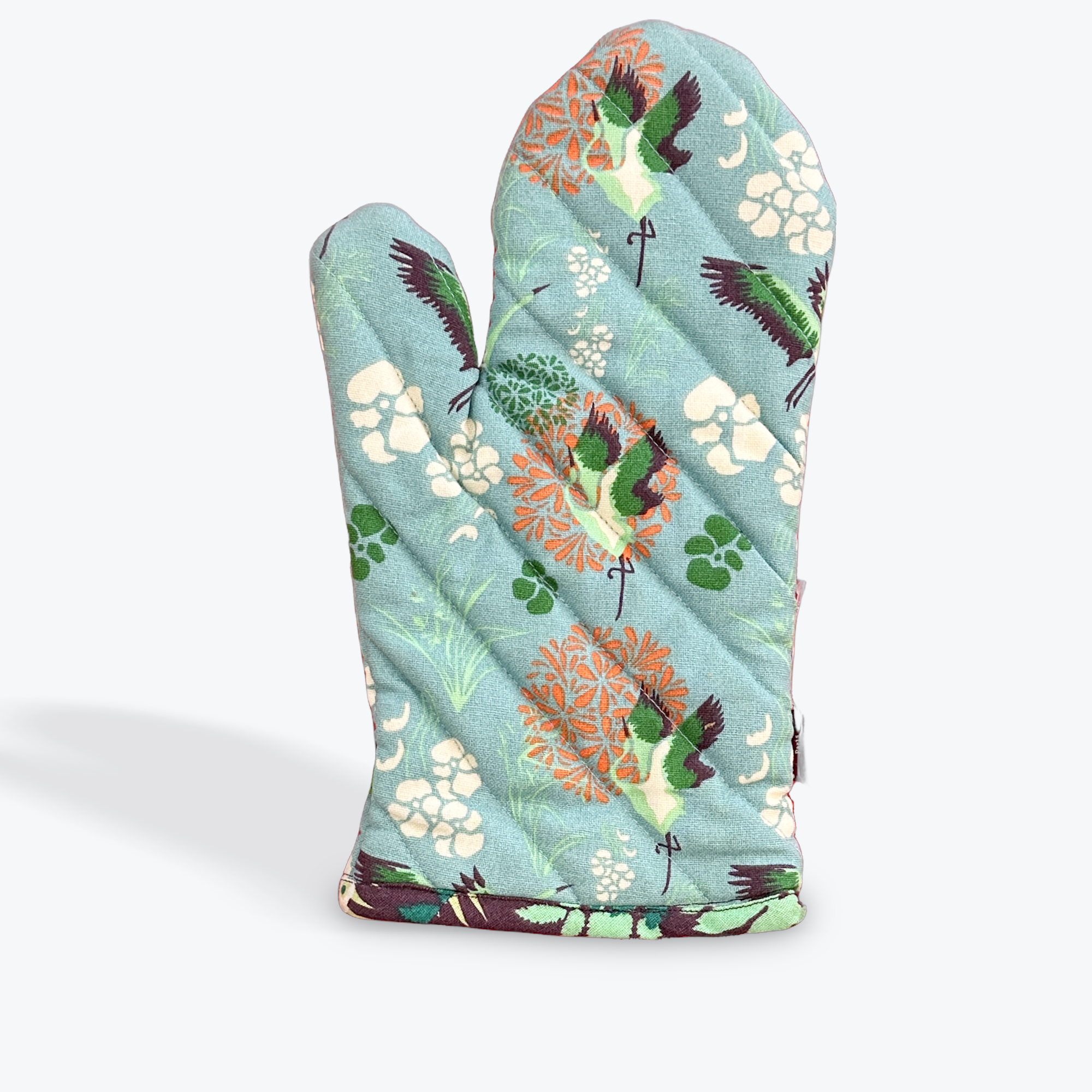 Les Touristes Green Birds and Flowers Oven Glove