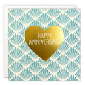 Gold Foiled Heart Happy Anniversary Card - Deco