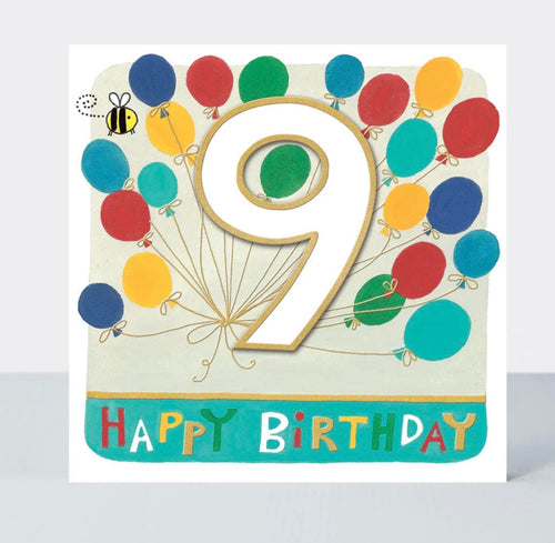 Age 9 - Balloons Birthday Card