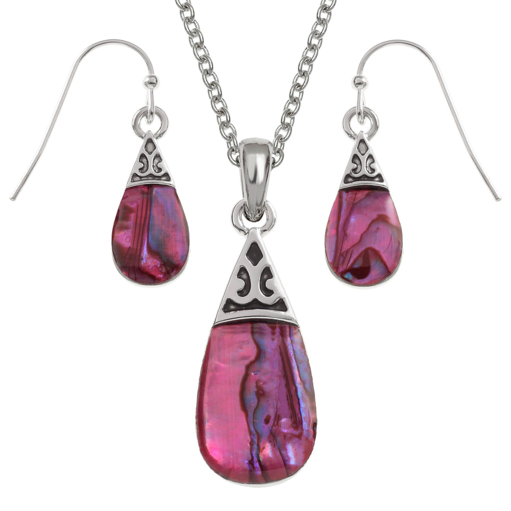 Pink Pear Drop Jewellery Set - Necklace & Earrings