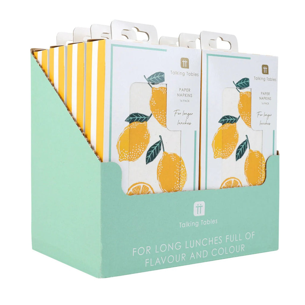 Lemon Long Lunch Paper Napkins - 16 pack