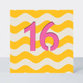 Bon Bon - Age 16 Birthday Card/Yellow Wave