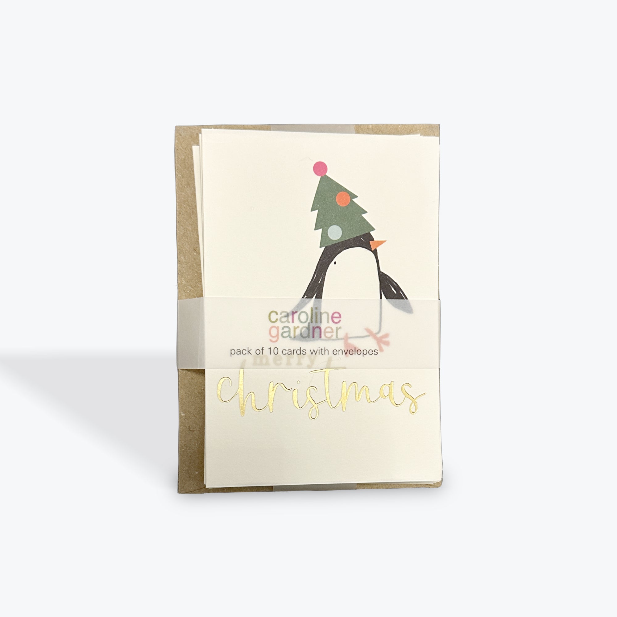 Merry Christmas Penguin in Tree 10 pack